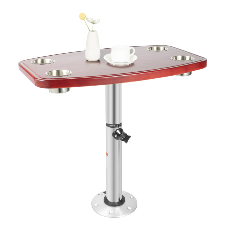 Table de camping-car avec 4 porte-gobelets, table à piédestal à hauteur réglable