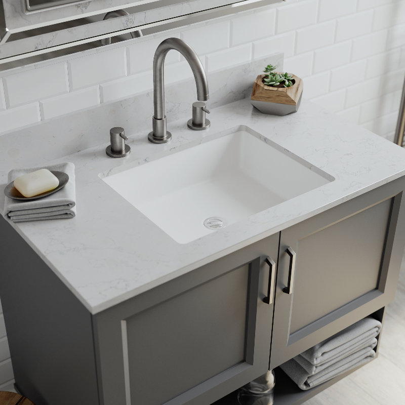 Lexicon Quartz Composite Rectangle Vanity Sink, White