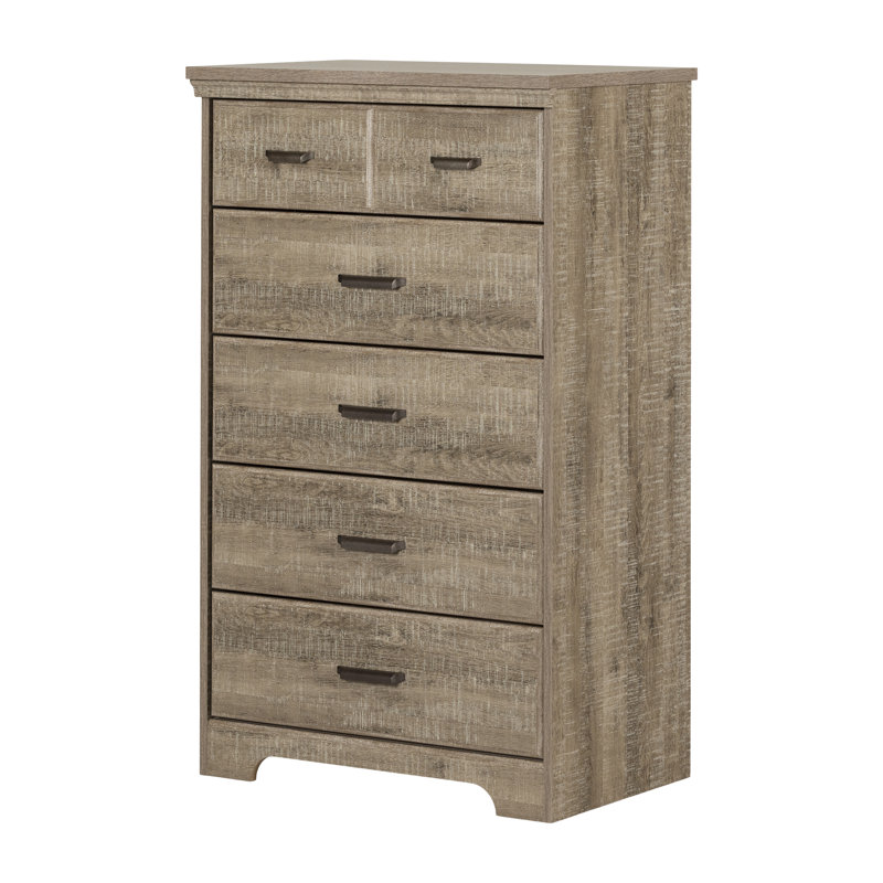 Commode 5 tiroirs Versa, Chêne patiné
