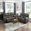 Ensemble de canapé de salon moelleux 2pc avec canapé inclinable électrique et causeuse gris