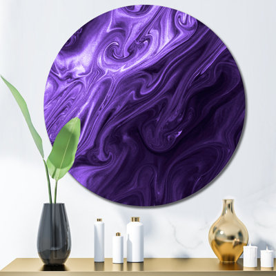 Ultra Violet liquide Art Waves - cercle moderne en métal, art mural