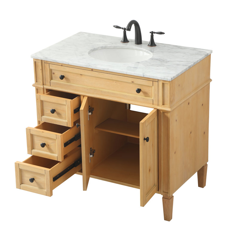 Ensemble de meuble-lavabo simple 36 po Rivers, Bois naturel
