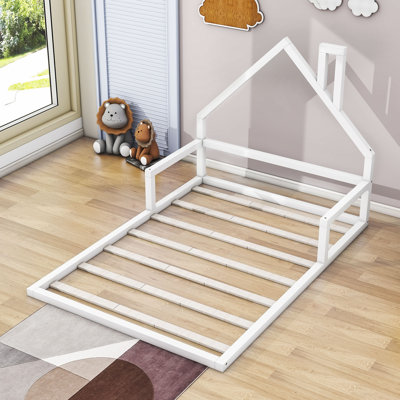 Full Size Wood Platform Bed with Detachable Roof