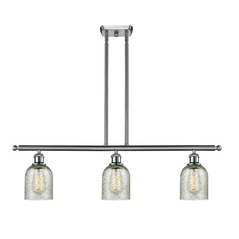 Vella 3 - Light Kitchen Island Pendant, Brushed Satin Nickel, Mica, 6 Watt Vinage LED Bulb