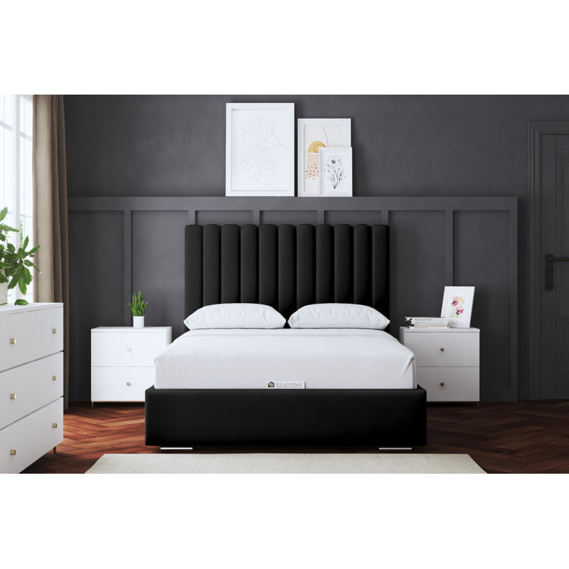  Panel Ottoman Bed with Headboard, Small Single (2'6), Black