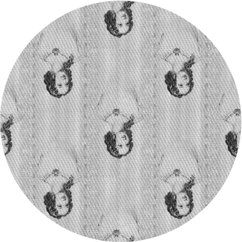 Tapis gris tissé à la machine, Rond 6 pi