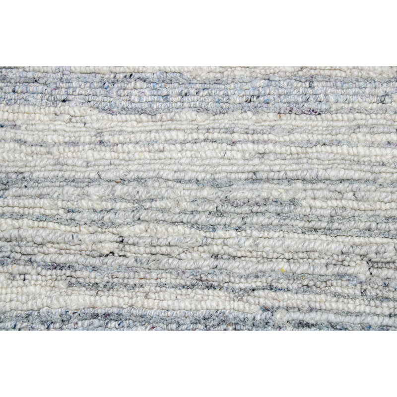 Tapis rectangulaire en laine noué à la main bleu / ivoire, Rectangle 9 pi x 12 pi
