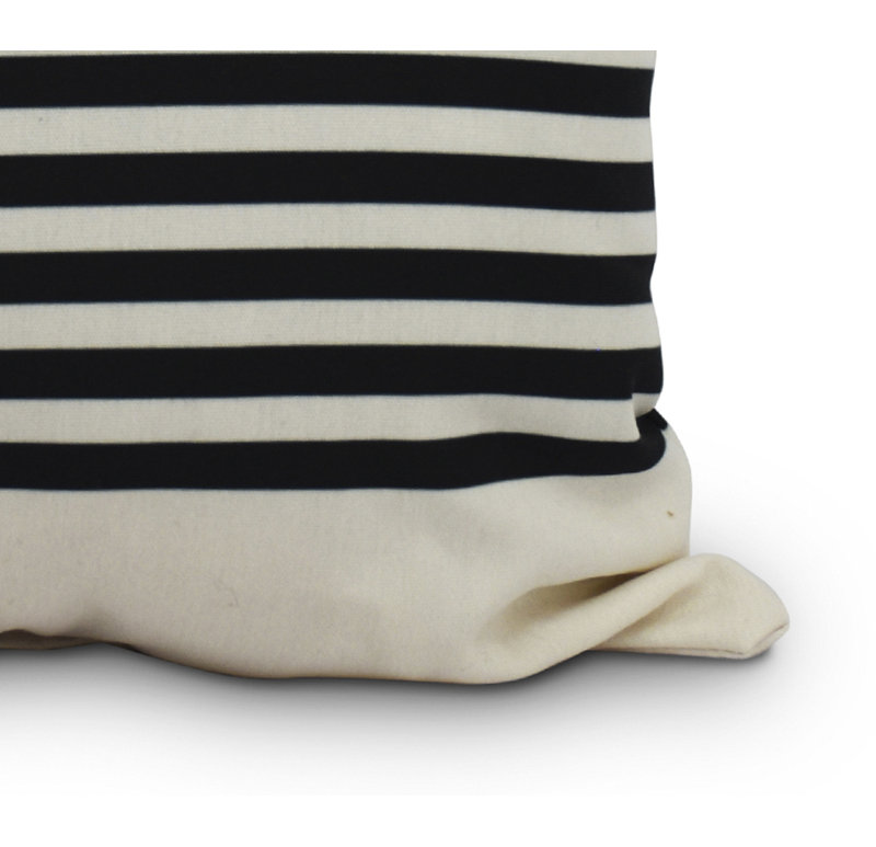 Striped Outdoor Reversible Throw Pillow, 14" x 20", Ivory/Charcoal