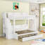 Lit simple superposé au dessus d'un lit double avec escalier de rangement, lit gigogne simple, DEL, USB et tablettes-1789758187
