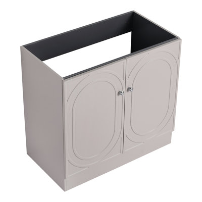 Meuble-lavabo de salle de bain de 91 cm (36 po) avec fermeture amortie - Contreplaqué kaki moderne - Gain de place - Lavabo non fourni - Mécanisme inclus