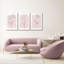 3 Pieces Minimalism Botanical Canvas Wall Art Pink Flowers Line Plants Pictures Wall Decor Posters Print Artwork For Room Living Room Bedroom Bathroom Office Home Decoration