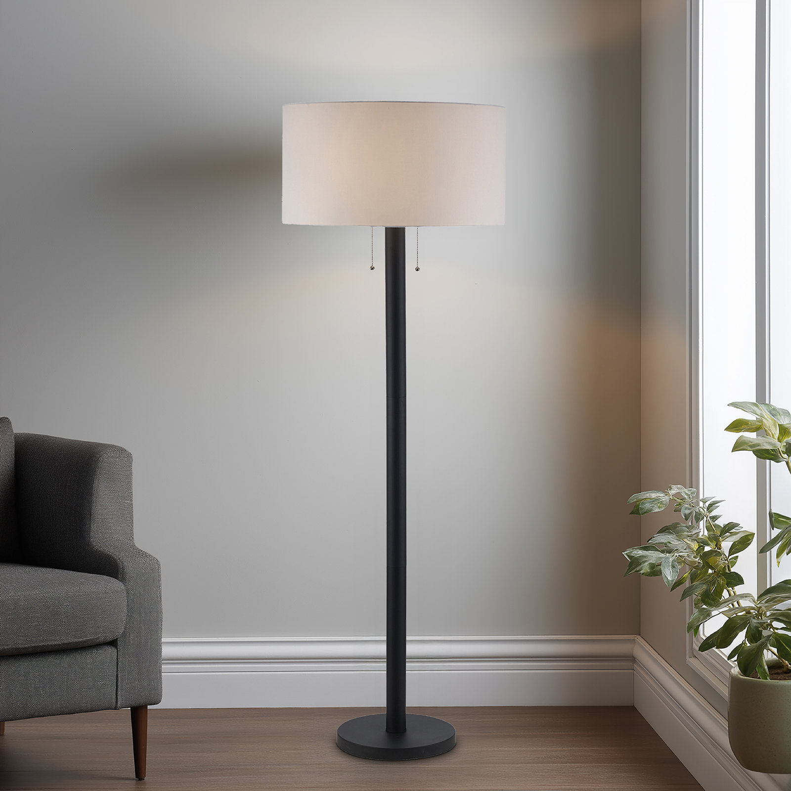 Grayton 63" Dimmable Floor Lamp, Black