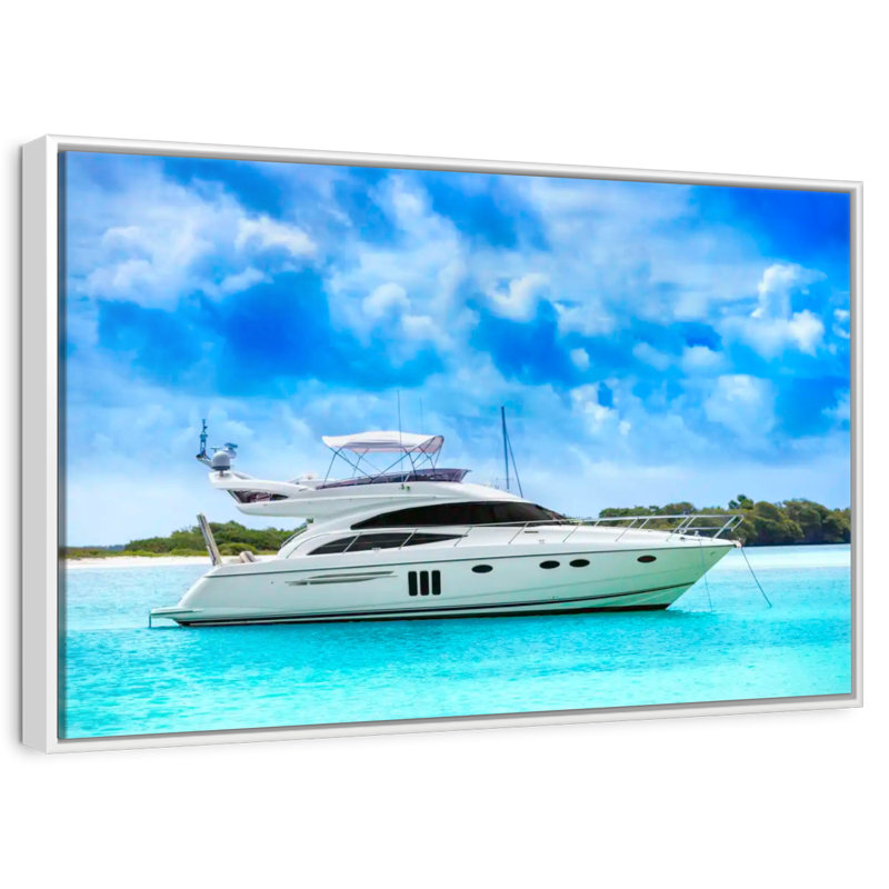 Yacht de luxe des Caraïbes, Cadre flottant blanc, 13 po x 9 po