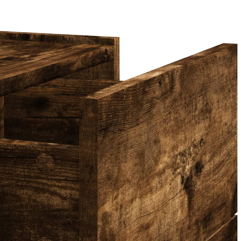 Quinetta 45cm W Manufactured Wood Bedside Table, Smoked Oak