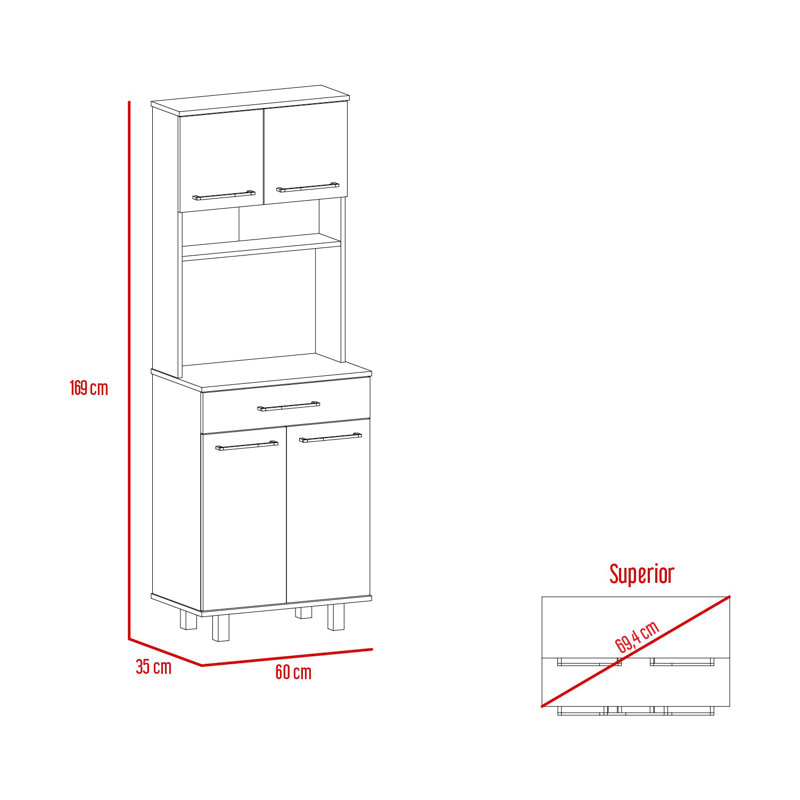 Chevella 169cm Kitchen Pantry, Grey