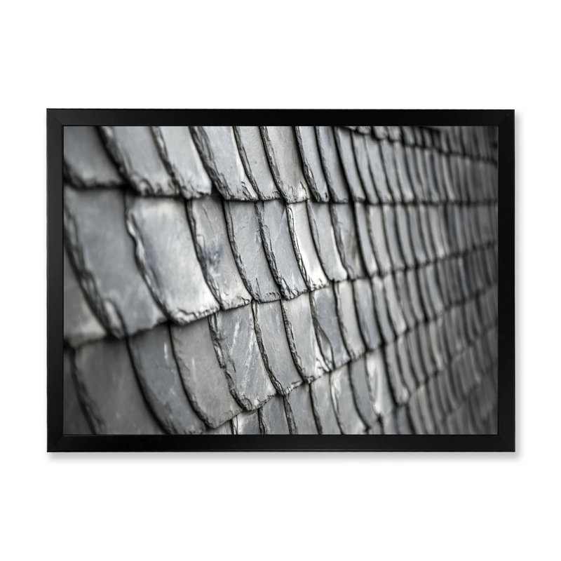 Toit rétro noir et blanc - reproduction de cadre flottant sur toile, Cadre noir, H 8 po x l 12 po x P 1 po