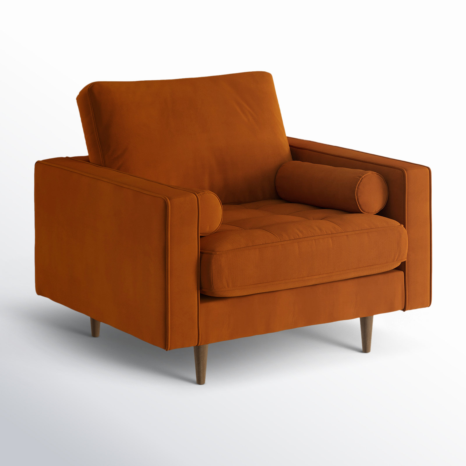 Geo Upholstered Armchair, Bella Burnt Orange Performance Velvet