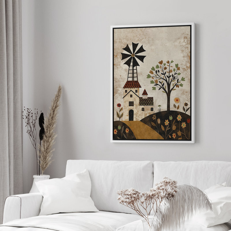 Abstrait moulin à vent, illustrations, maison de campagne française, chambre d'enfant, décor Nersery, Blanc