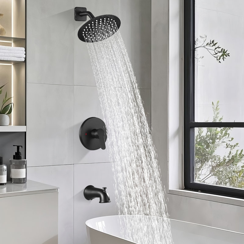Ensemble de robinet de baignoire et douche rond à fonction simple Modern Raincan, ensemble de garniture de valve, pomme de douche à pluie