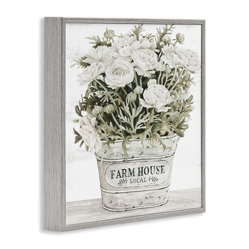 Jardinière Farmhouse White Rose, H 12 po x l 12 po x P 1,5 po, Estampe numérique Farmhouse