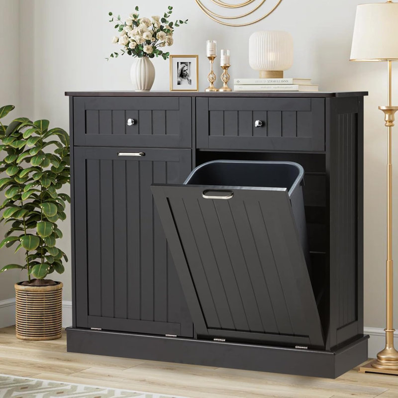 Double poubelle 20 gallons, Noir / brun