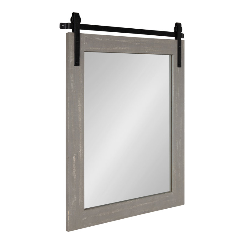 Dayanah Modern Farmhouse Distressed Accent Mirror, Grey, 22" x 30"