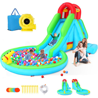 13' X 8.3' Inflatable Water Slide With Pool,Climbing Wall For Backyard Water Park Birthday Party