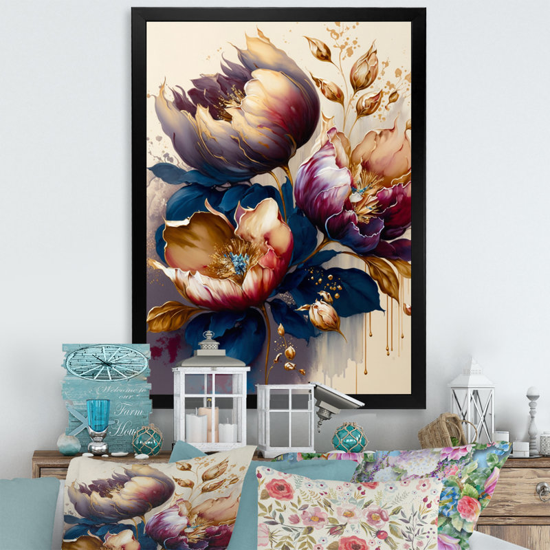 Prima Night Shade Tulip Design IV - Art mural sur toile floral et botanique, H 32 po x l 24 po x P 1 po, Cadre photo noir