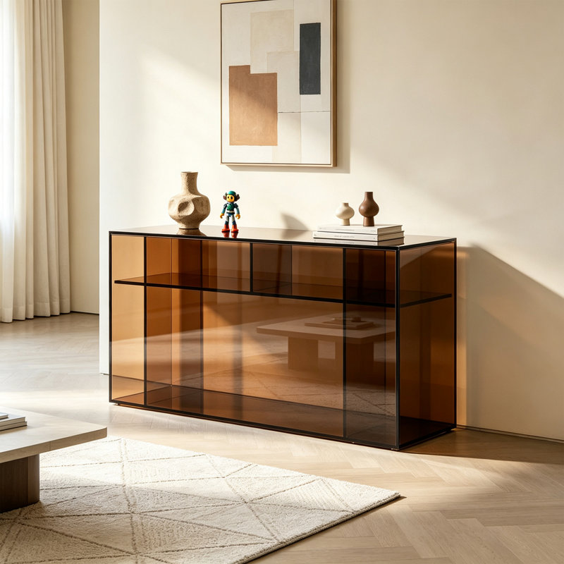 Sleek Acrylic Modern Console Table, 27.56" H x 47.24" W x 11.81" D
