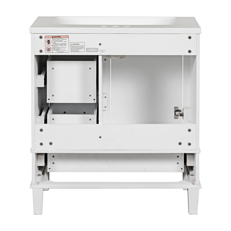 Remke 18'' Single Bathroom Vanity with Resin Top, White