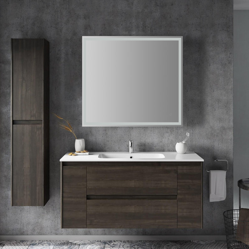 Pax 40 in. W x 36 in. H Large Rectangular Frameless Anti-Fog Front and Backlit LED Wall Bathroom Vanity Mirror with Dimmable Smart Touch