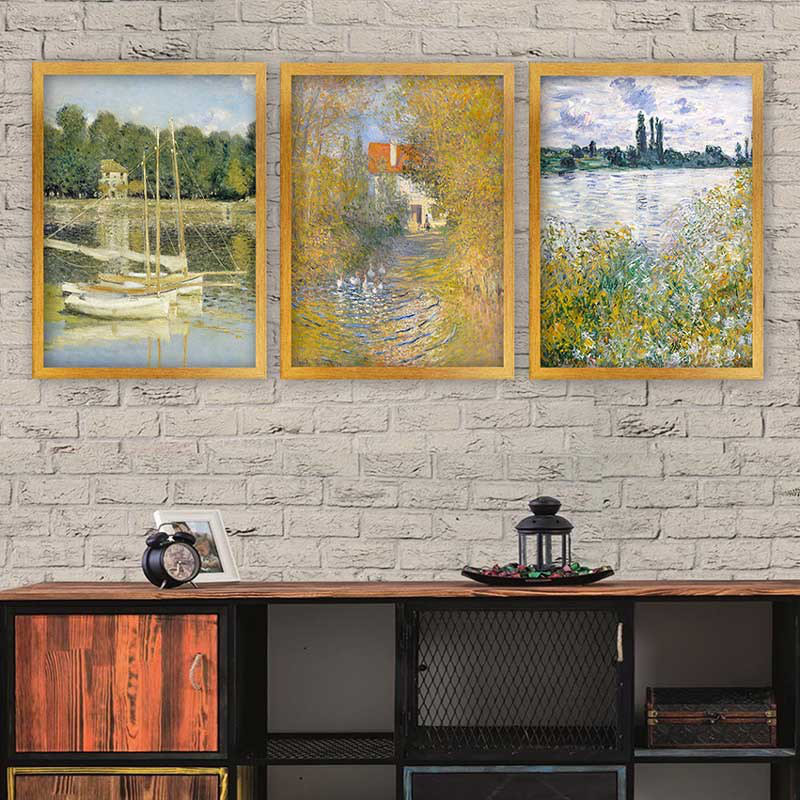 Elegant Decorative Framed Painting Set (3 Pieces), 13.8 x 17.7 inches Each | 100% Wooden with 100% Polystyrene Frame (Thickness: 0.8 inches) | UV Digital Printing, Perfect for Living Room & Home Décor