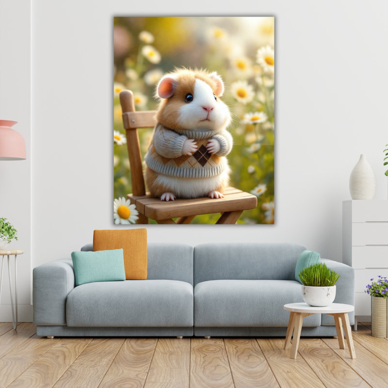 Art mural en verre trempé Hamster, 16" H x 12" W