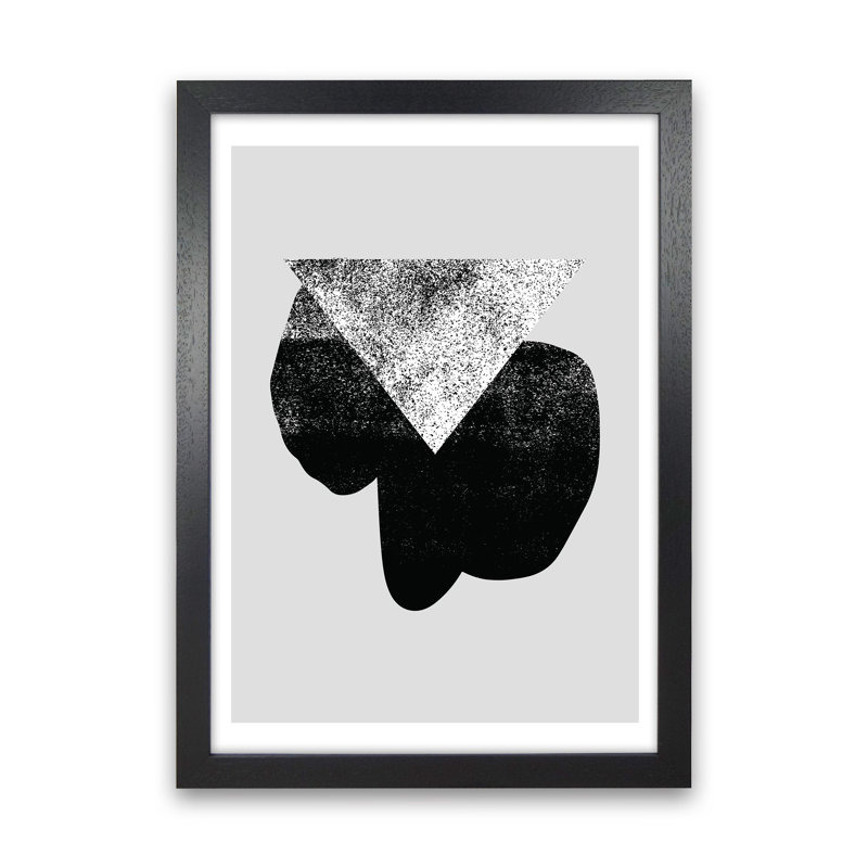 Graffiti Black And Grey Triangle by Pixy Paper - Print, 29.7cm H x 21cm W x 3cm D, Black Framed