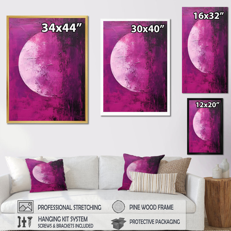 Lune mystère luminosité I, H 44 po x l 34 po x P 1,5 po, Cadre doré simple