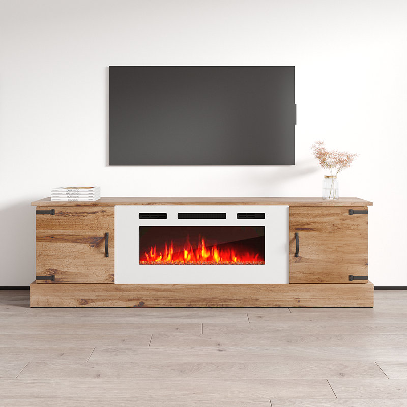 Meuble télé 78,7 po Carmen, Vieux bois / blanc