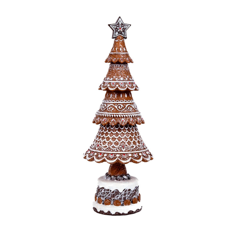Arbre de pain d'épice brun assis, H 12,75 po x l 4,5 po x P 4,5 po