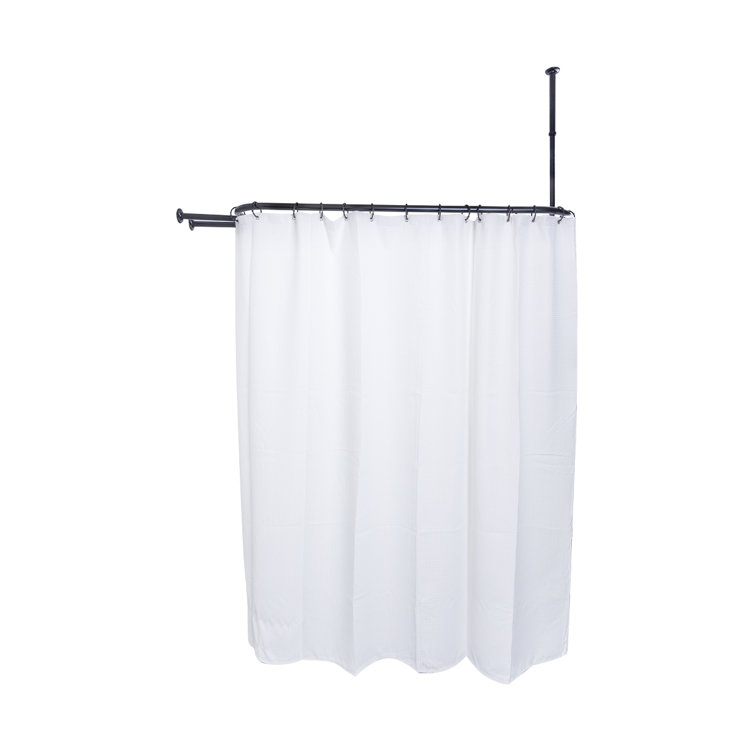 59'' D-Shaped Fixed Shower Curtain Rod & Hook Set
