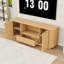 Meuble télé en bois avec tablette ouverte, armoires avec portes à poussoir et tiroir-1694996005