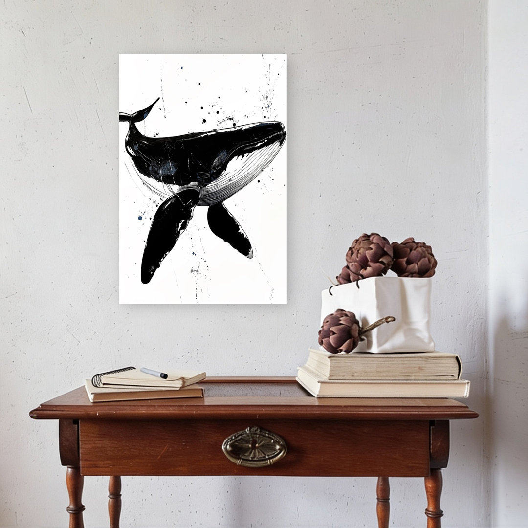 Majestic Humpback Ink Minimalist Modern Whale Wall Art Print