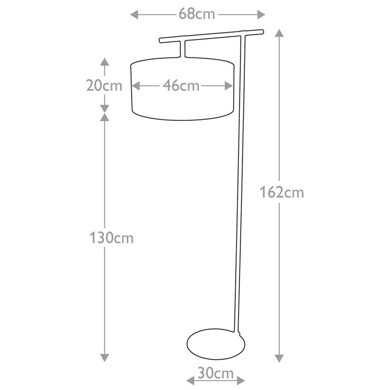 Santistevan 161.6cm Task Floor Lamp, White/Polished nickel