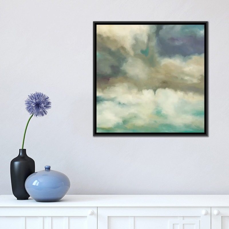 « gathering storm », impression sur toile, H 16 po x l 16 po x P 1 po, Papier beaux-arts encadré noir, Blanc