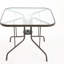 Table de salle à manger de patio de 35 pouces avec plateau en verre trempé Tangkula, table de bistro carrée pour 4 personnes avec trou pour parasol de 1,5 po et structure en métal robuste, table de salle à manger de patio pour la cour, la pelouse, la terrasse et la piscine