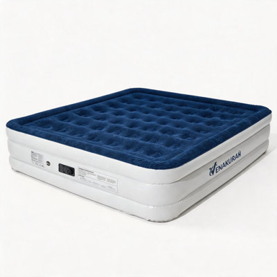 Full Size Air Bed, 18inch Raised Inflatable Air Mattress With Built-in Pump - Blow Up Bed With Air Coil Support System & Carry Bag, Blow Up Mattress For Home, Guest, And Travel