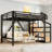 Full Loft Bed with Storage Stairs, Shelves & Built-in Wardrobe, USB Ports & LED Lights, Noise-Reduced, Natural Wood-33810122-33810126