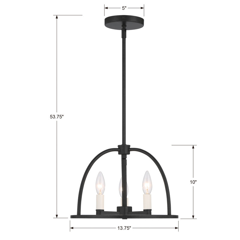 Addis 3 - Light Lantern Geometric Chandelier, Black