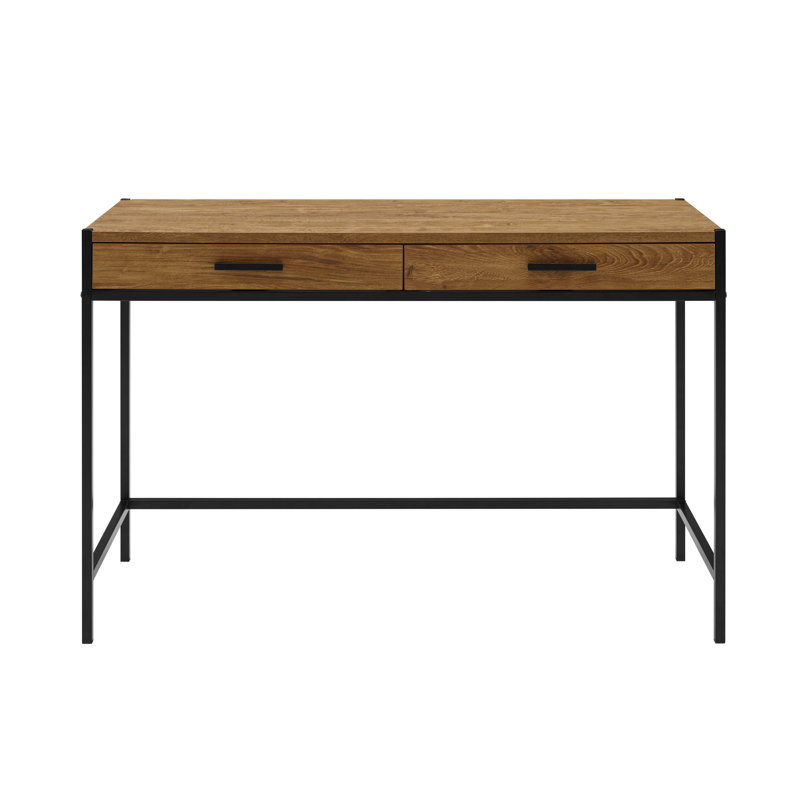 Harless Desk - 48" Modern Writing Desk with Storage Drawer, Oak Brown