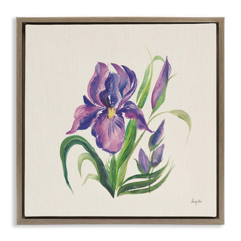«Mauve Iris Flower», art mural sur toile flottante par Kristy riz, Cadre flottant orme Montalcino, H 18 po x l 18 po