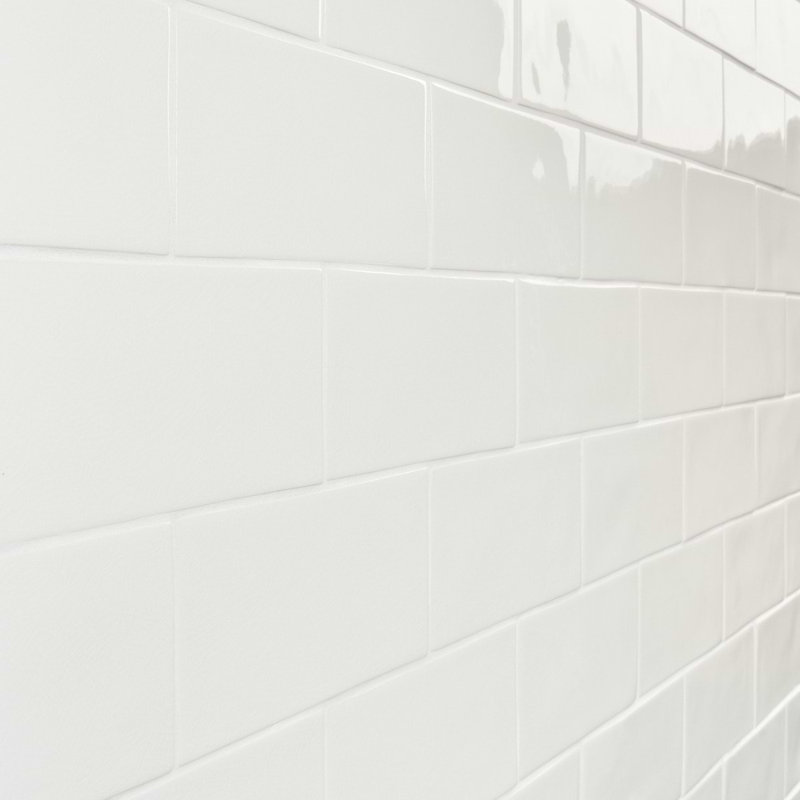 Nabi Subway 4.5x9 Subway Polished Glass Tile, Glacier White