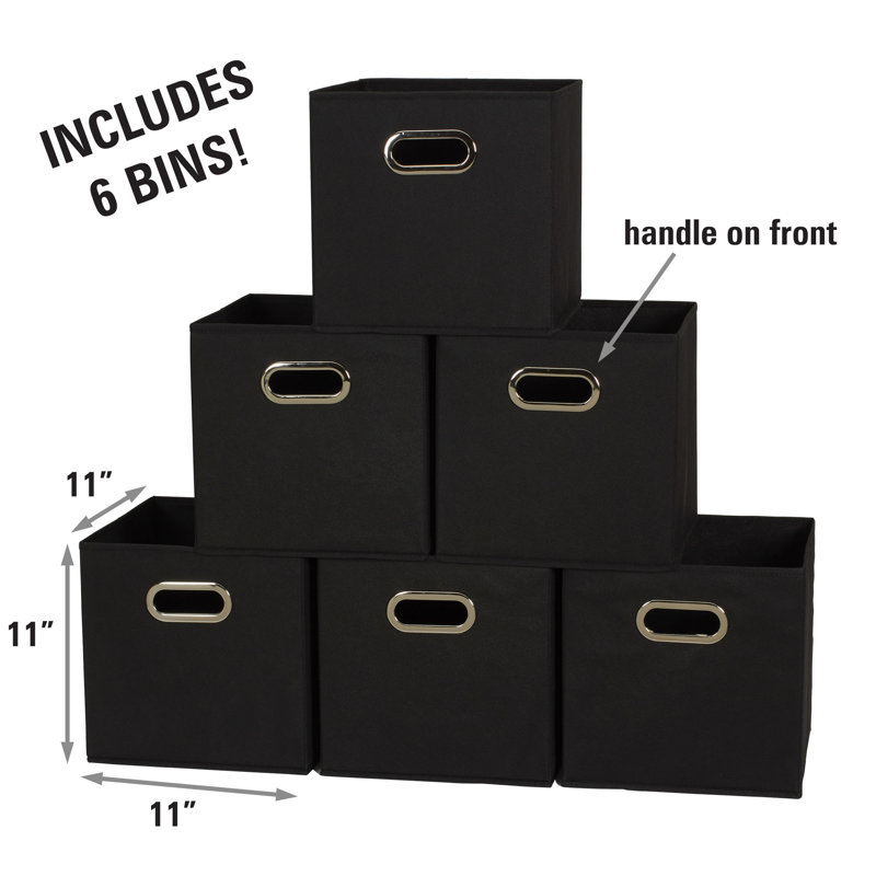 Wayfair Basics® Open Fabric Storage Bin Set, Black